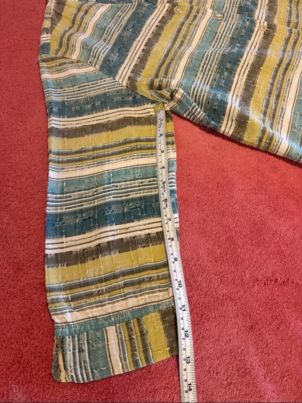 Alfred Dunner Striped Cotton Blend Utility Jacket in Teal, Yellow & White